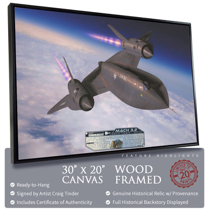 SR-71 Blackbird - Mach 3.2 Canvas | INCLUDES: Titanium SR-71 Relic