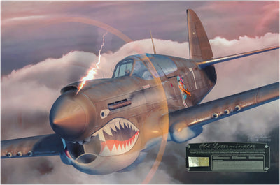 Old Exterminator -  Canvas Art with P-40E Warhawk Relic