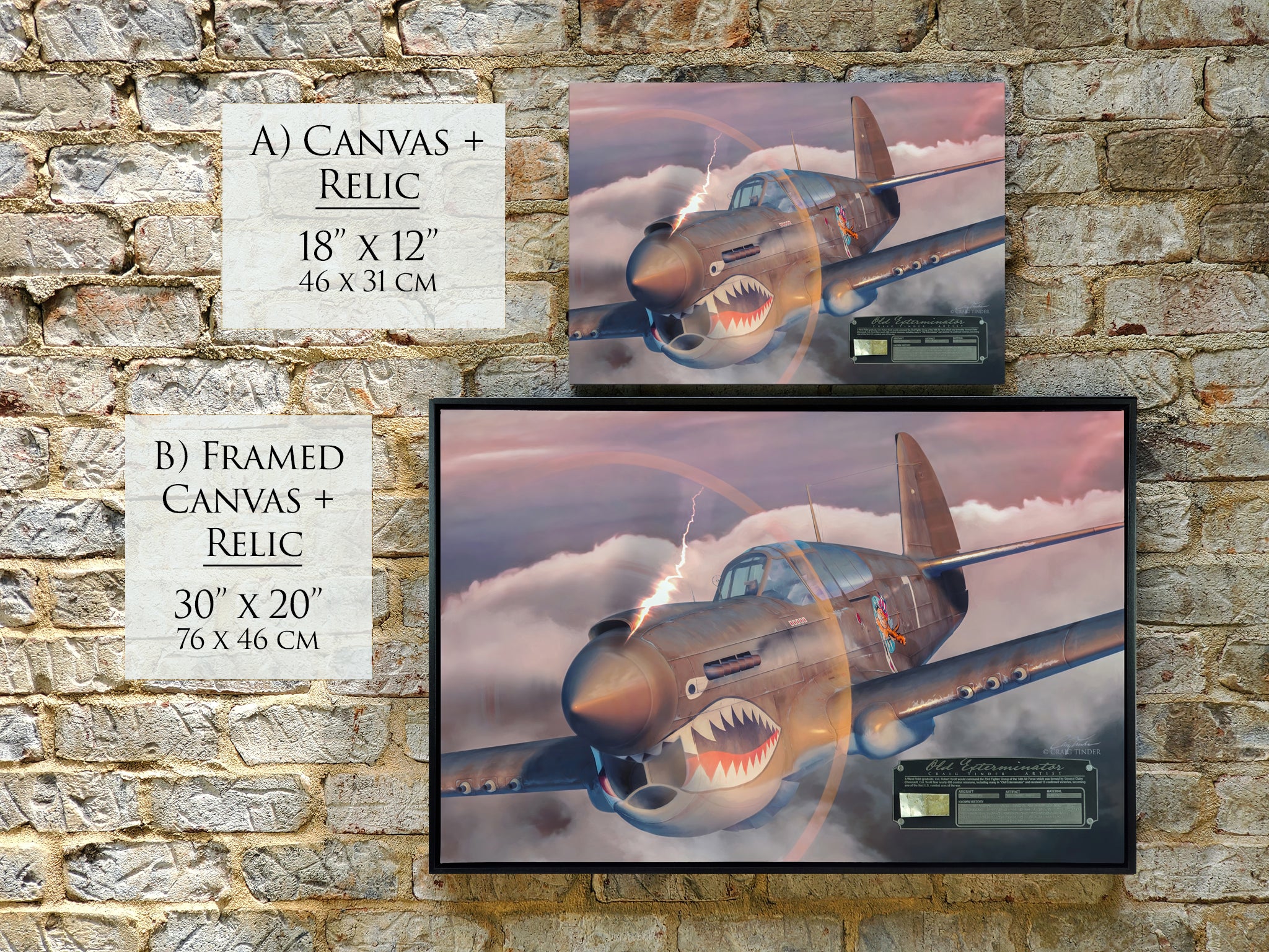 Old Exterminator -  P-40E Warhawk Canvas with P-40E Relic