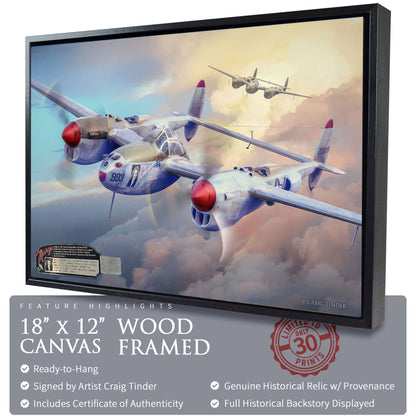 P-38 Lightning - Richard Bong "Marge" Canvas | INCLUDES: Internal Aluminum Fragment