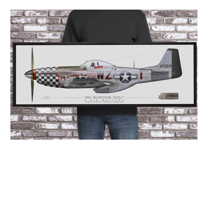 P-51 Mustang - Big Beautiful Doll Framed Canvas | INCLUDES: Fuselage Panel Relic