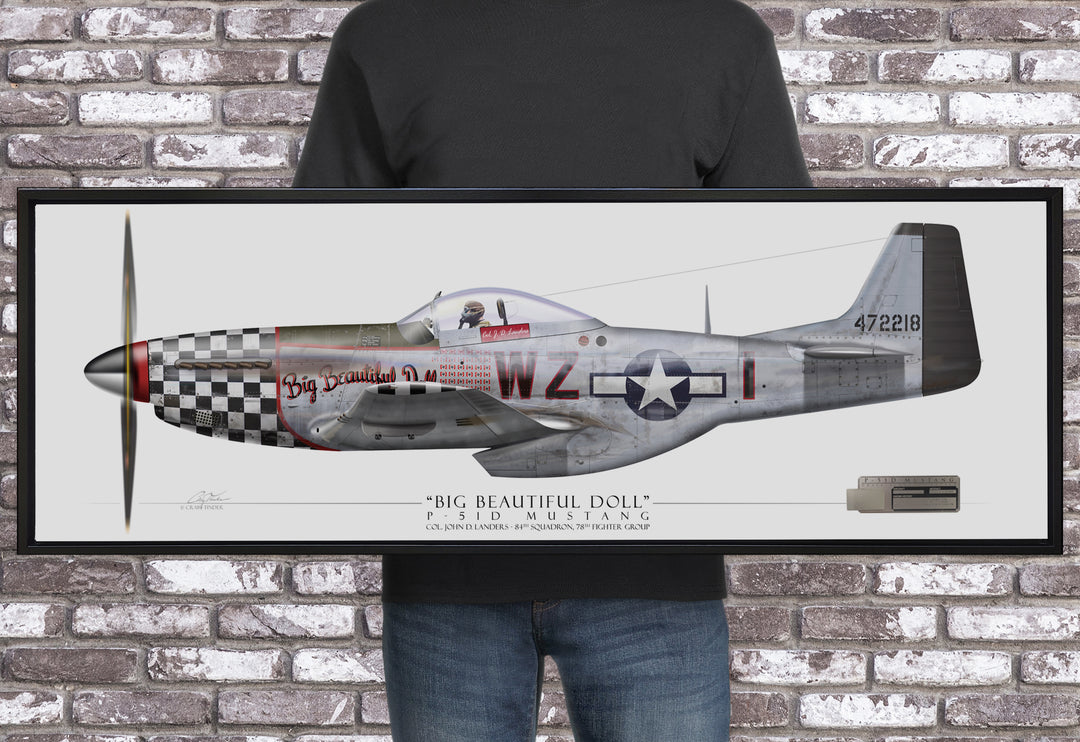 P-51D Mustang - Big Beautiful Doll - Profile Canvas with P-51D Relic