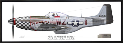 P-51D Mustang - Big Beautiful Doll - Profile Canvas with P-51D Relic