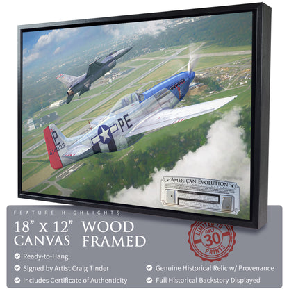 P-51 & F-16 - American Evolution Canvas | INCLUDES: Fuselage Panel & Access Door Relics