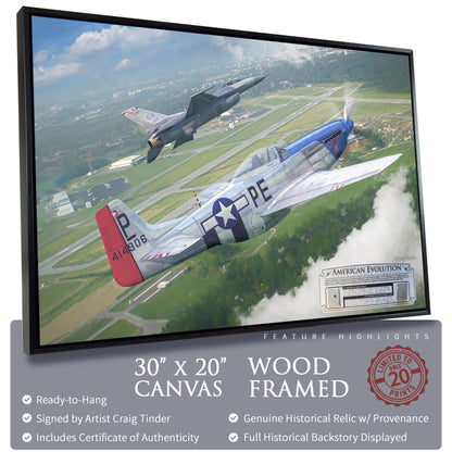 P-51 & F-16 - American Evolution Canvas | INCLUDES: Fuselage Panel & Access Door Relics