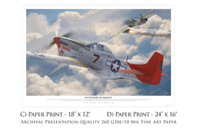 In Support of Varsity - P-51 Mustang Red Tails Aviation Art