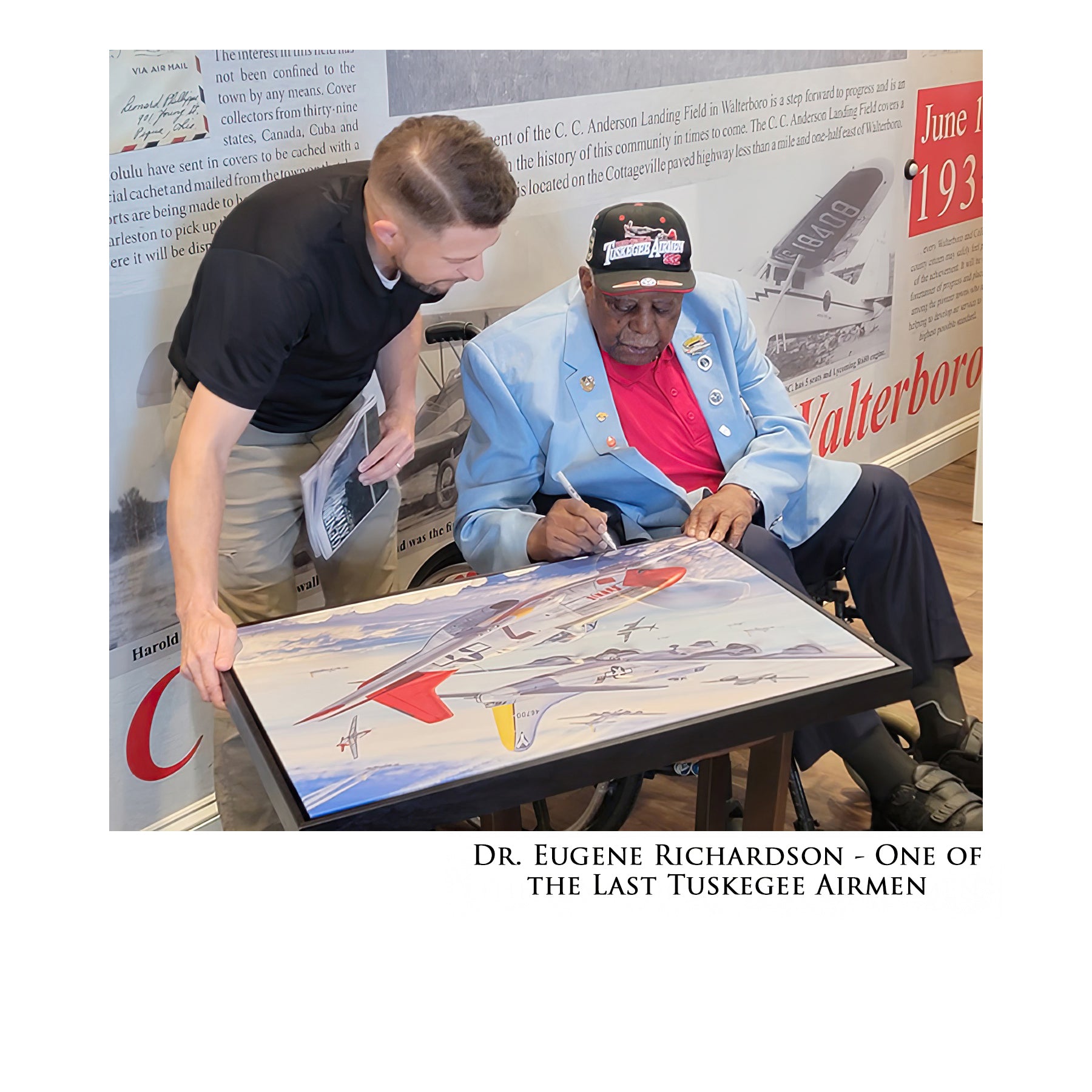 P-51 Mustang - Tuskegee Airmen Red Tails Longest Round Trip - Aviation Art