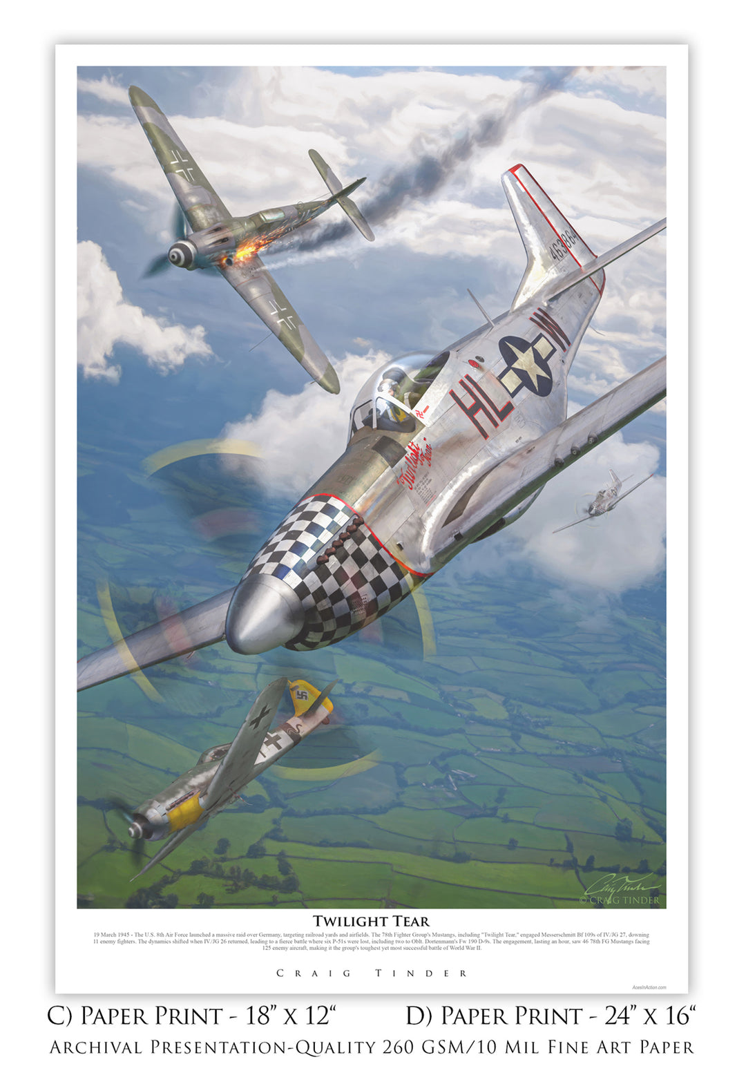 Twilight Tear - P-51D Mustang Canvas with P-51D Relic