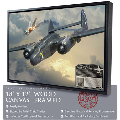 P-61 Black Widow - Final Burst At First Light Canvas | INCLUDES: P-61B Aluminum Relic