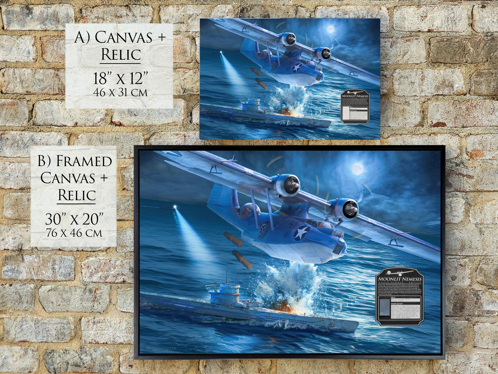 Moonlit Nemesis - PBY-5A Catalina Canvas with PBY Relic