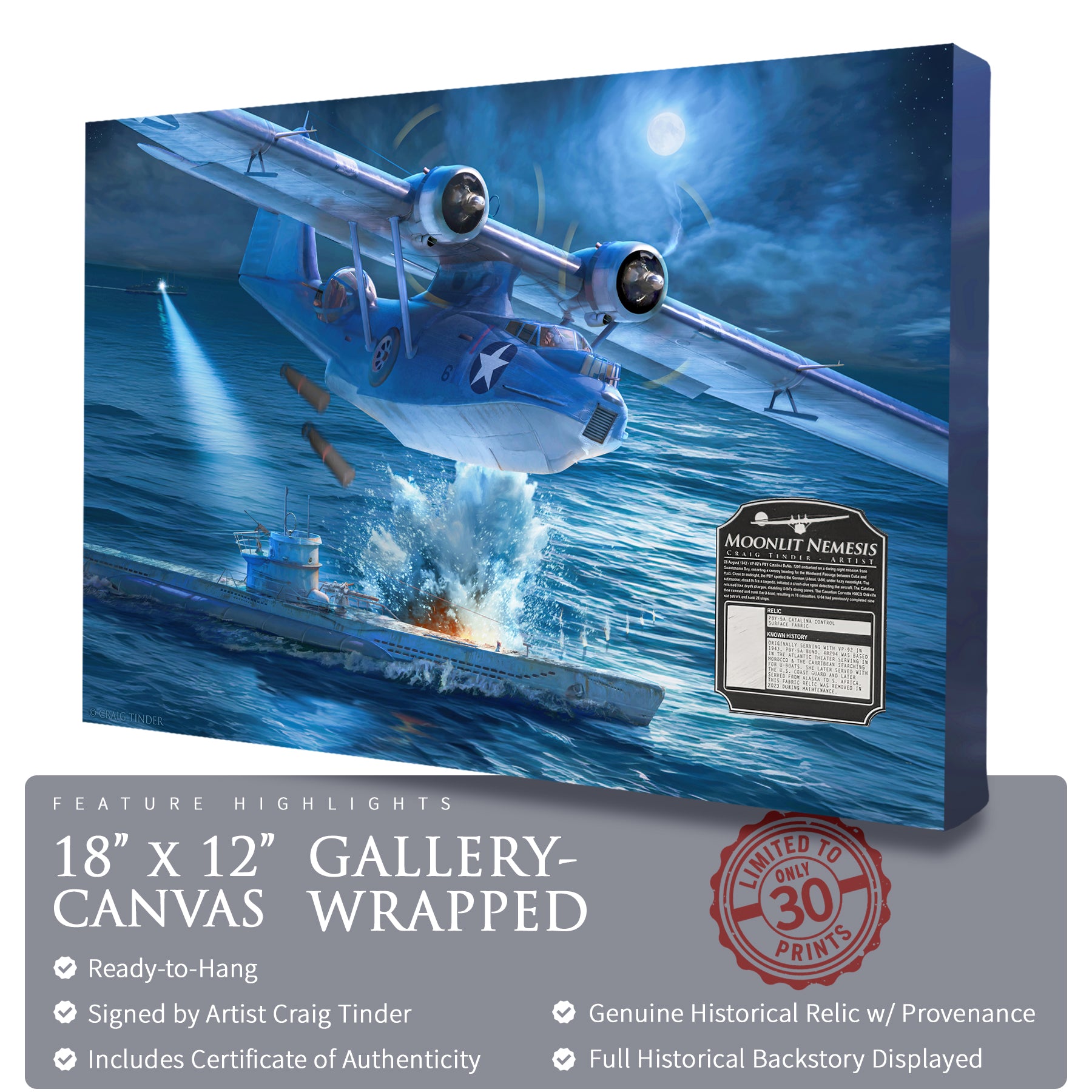 PBY Catalina - Moonlit Nemesis Canvas | INCLUDES: Control Surface Fabric Piece