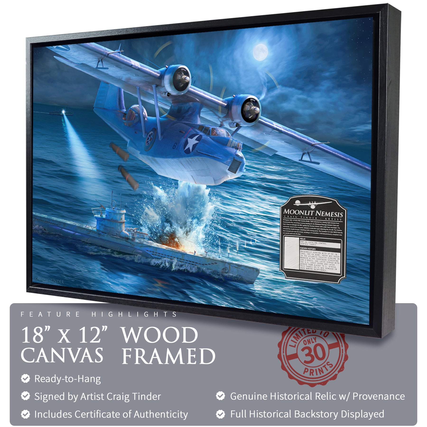 PBY Catalina - Moonlit Nemesis Canvas | INCLUDES: Control Surface Fabric Piece