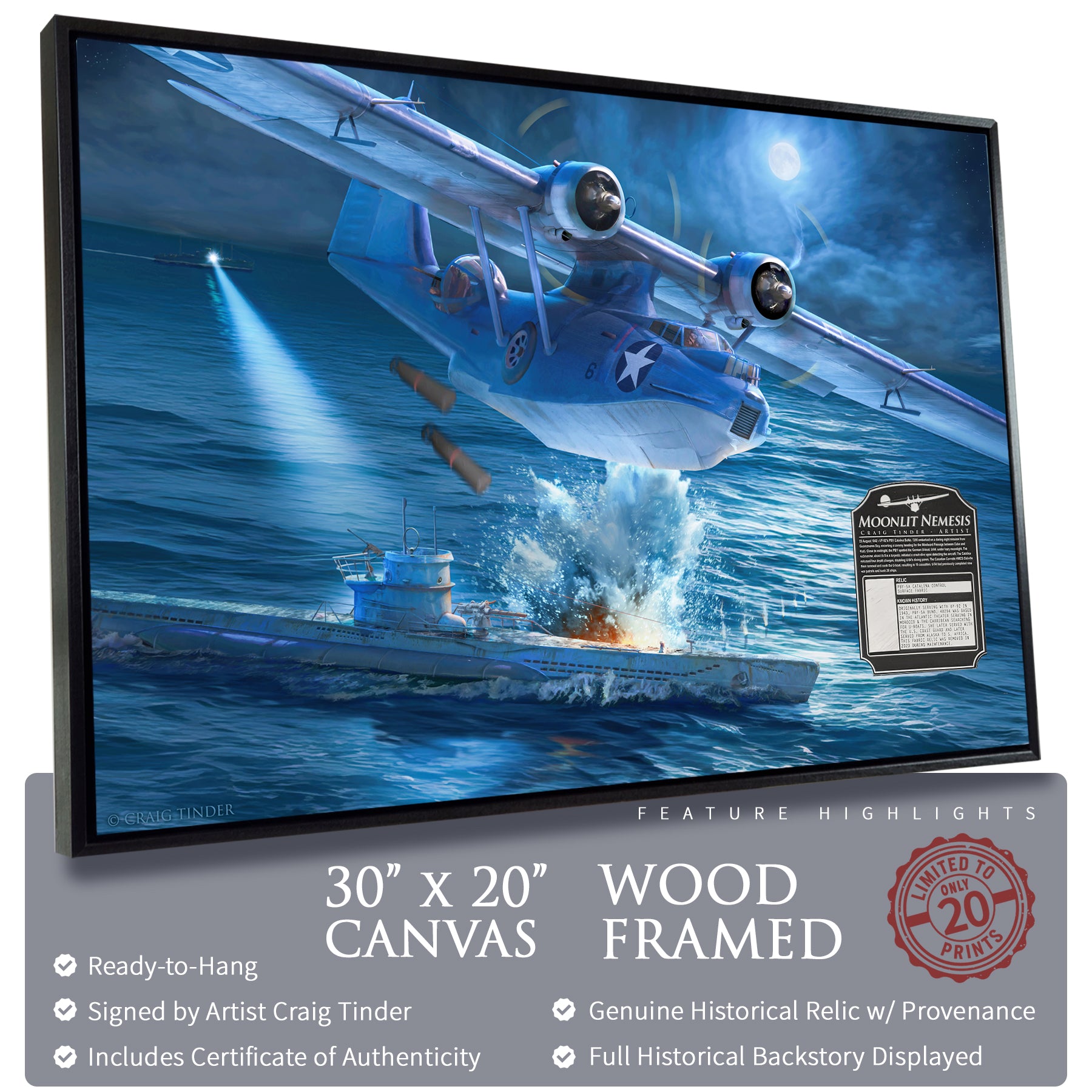PBY Catalina - Moonlit Nemesis Canvas | INCLUDES: Control Surface Fabric Piece