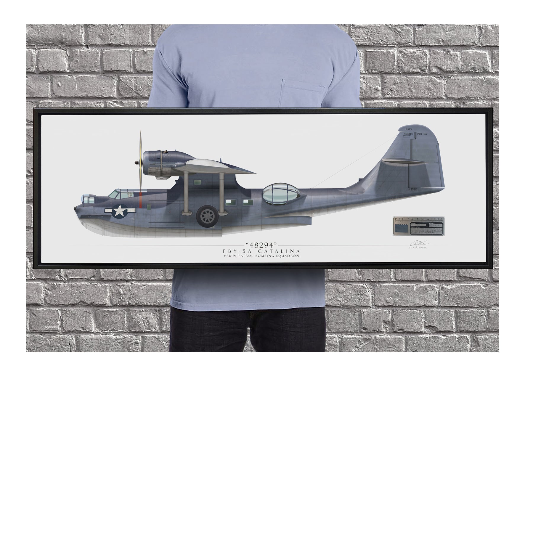 PBY Catalina - Framed Canvas | INCLUDES: Control Surface Fabric Relic