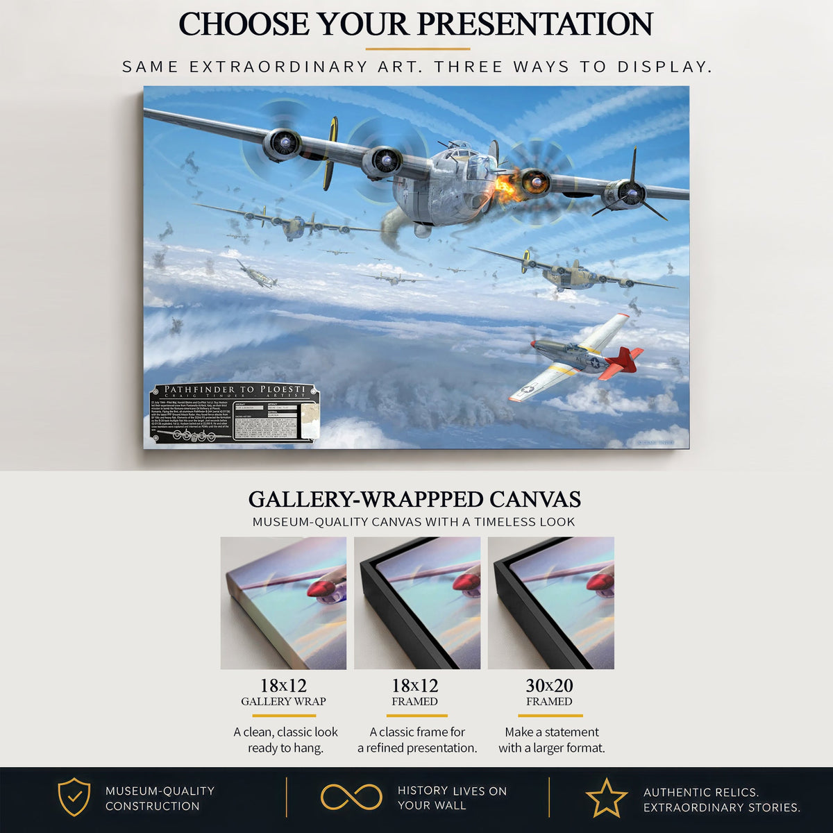 B-24 Liberator Pathfinder to Ploesti gallery-wrapped canvas