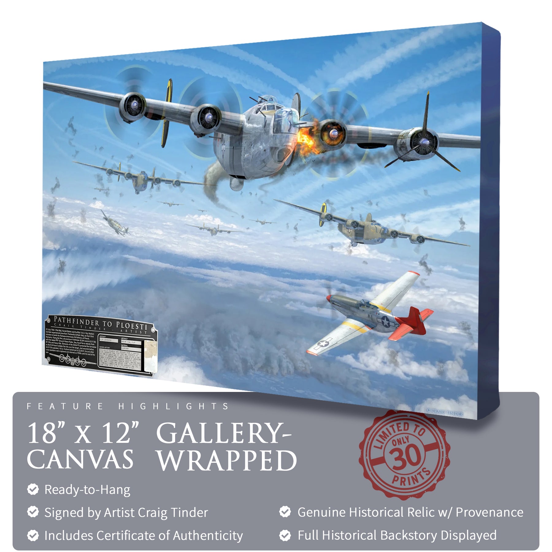 B-24 Liberator - Pathfinder to Ploesti Canvas | INCLUDES: Cowl Flap Relic