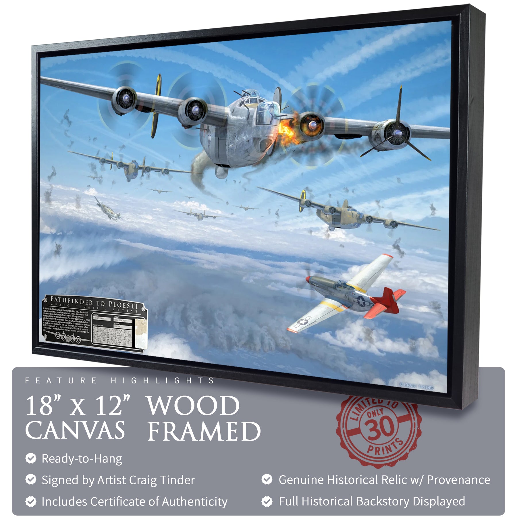 B-24 Liberator - Pathfinder to Ploesti Canvas | INCLUDES: Cowl Flap Relic