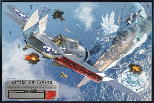 The Attack on Yamato - SB2C Helldiver Canvas with Helldiver Relic