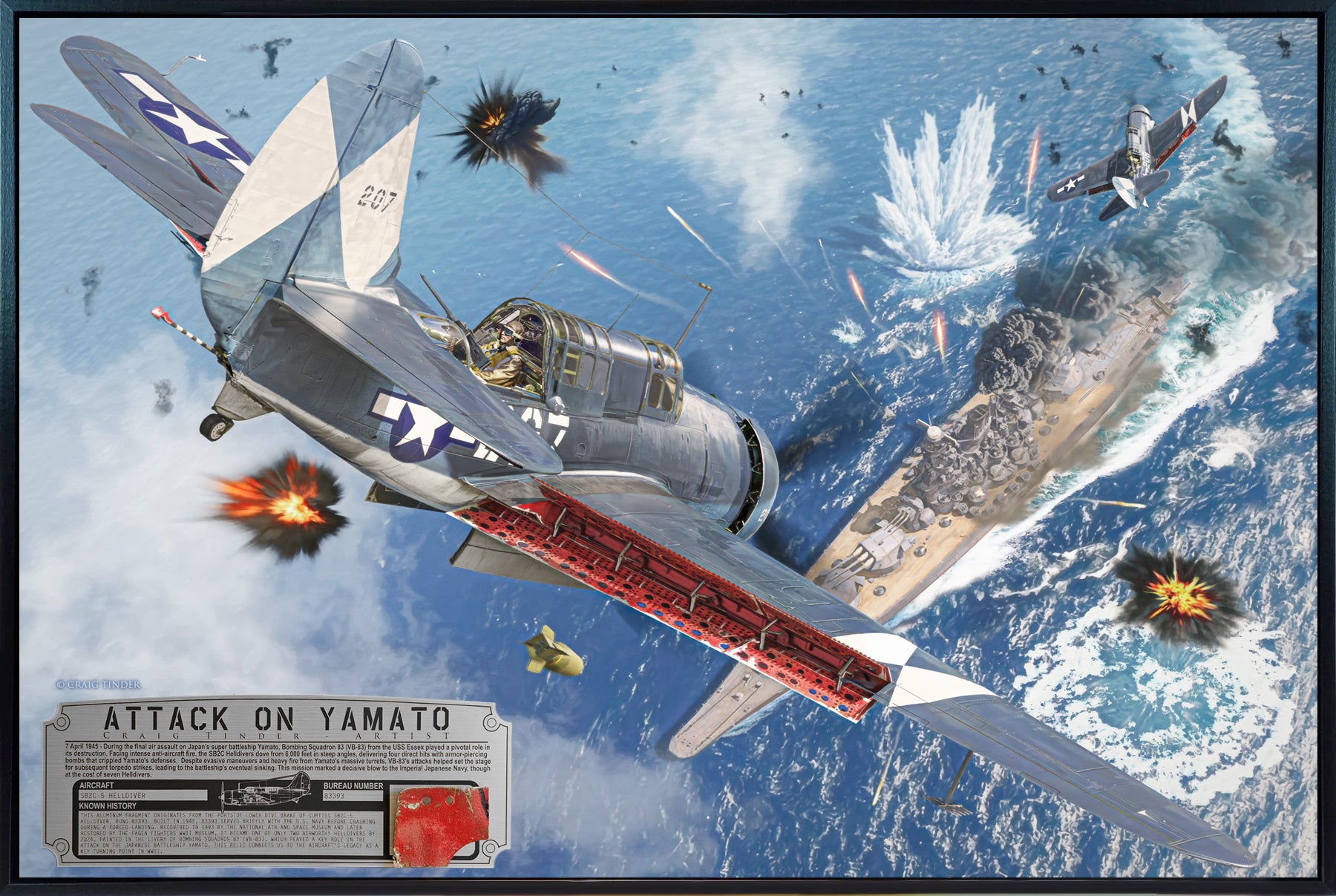 The Attack on Yamato - SB2C Helldiver Canvas | INCLUDES: Dive Brake Fragment