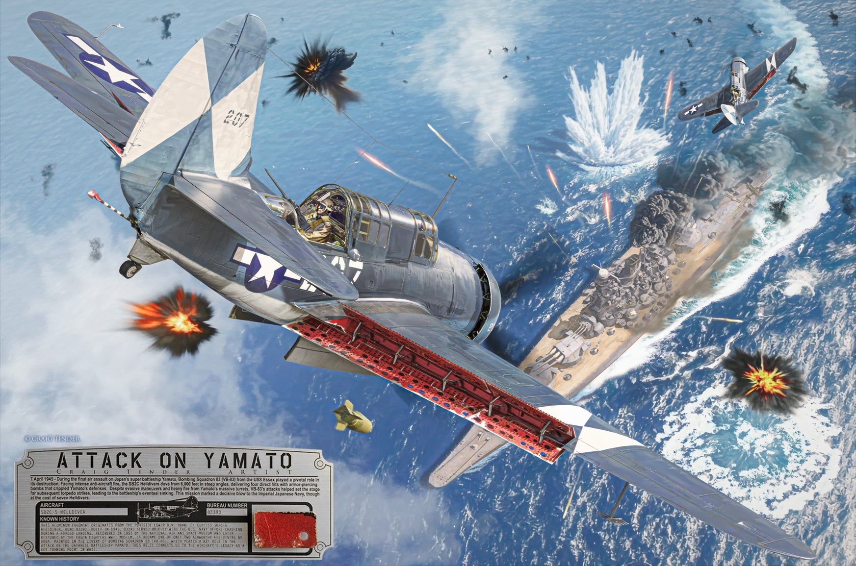 The Attack on Yamato - SB2C Helldiver Canvas with Helldiver Relic