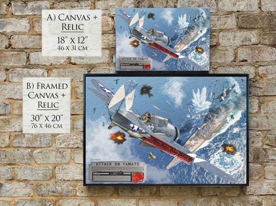 The Attack on Yamato - SB2C Helldiver Canvas with Helldiver Relic