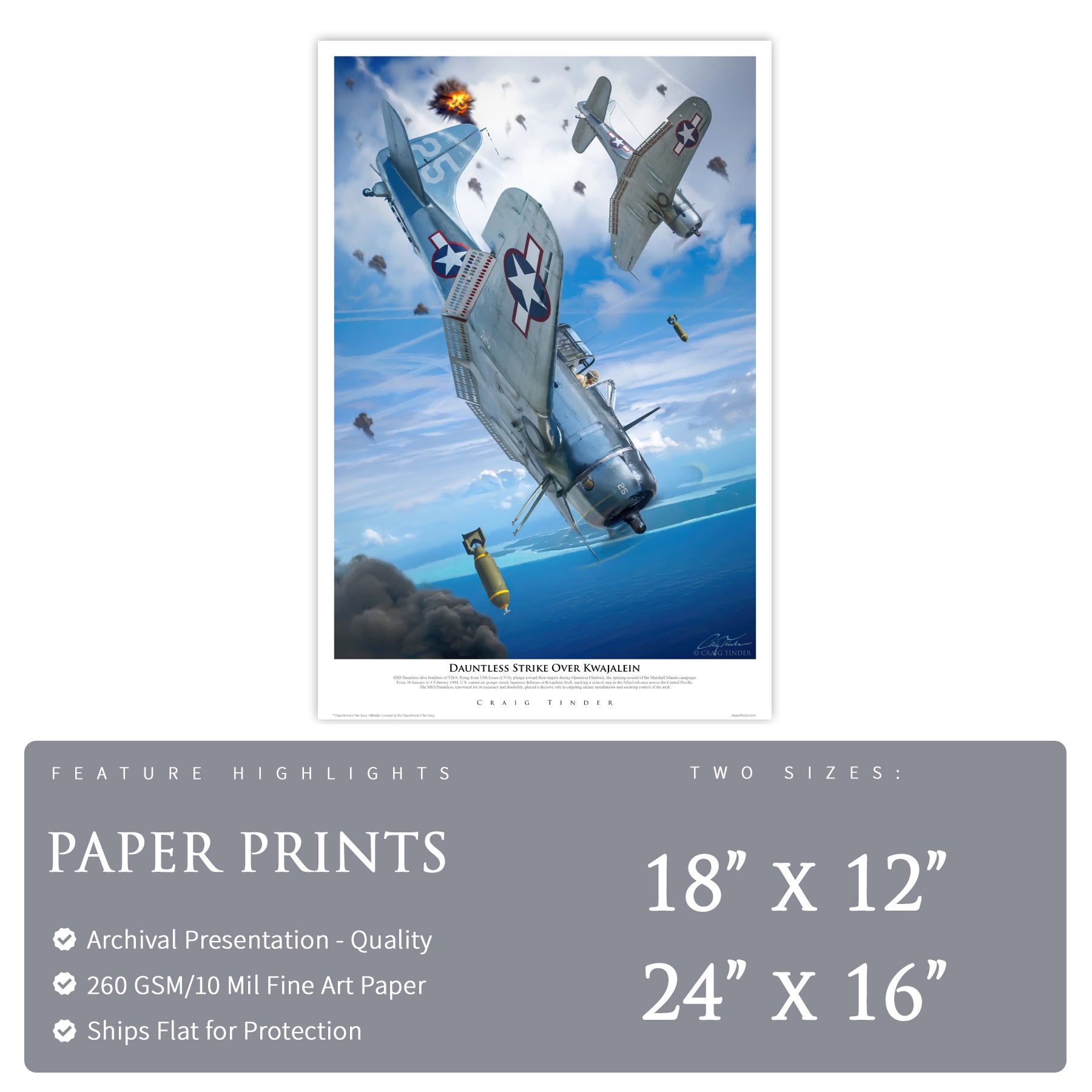 SBD Dauntless - Dauntless Over Kwajalein | INCLUDES: Dive Brake Relic