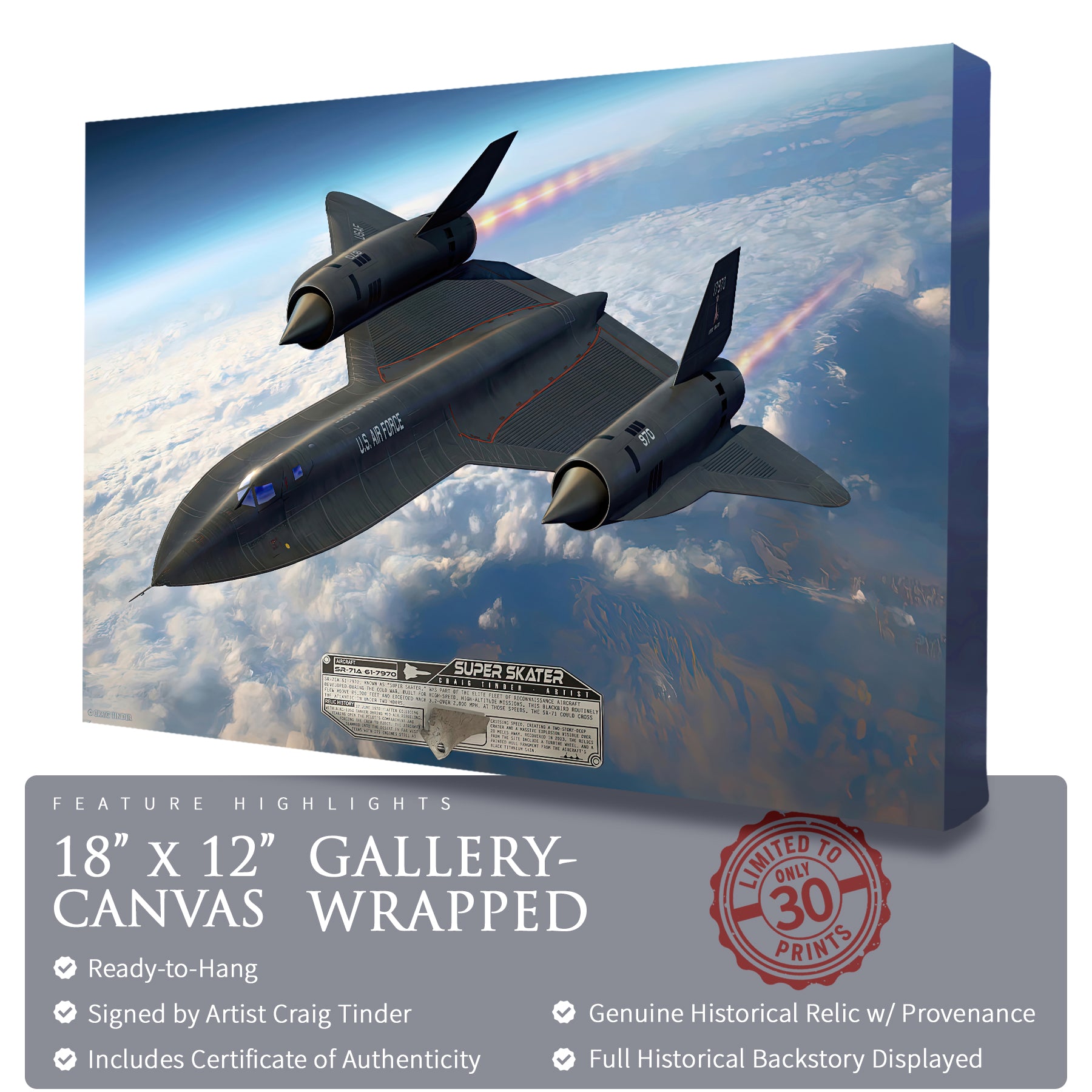 SR-71 Blackbird - Super Skater Canvas | INCLUDES: Titanium SR-71 Relic