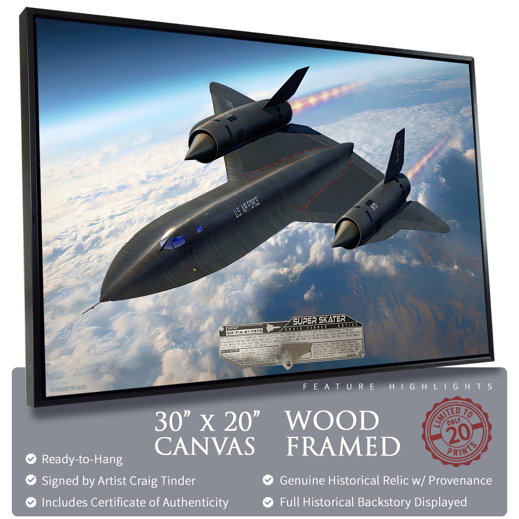 SR-71 Blackbird - Super Skater Canvas | INCLUDES: Titanium SR-71 Relic