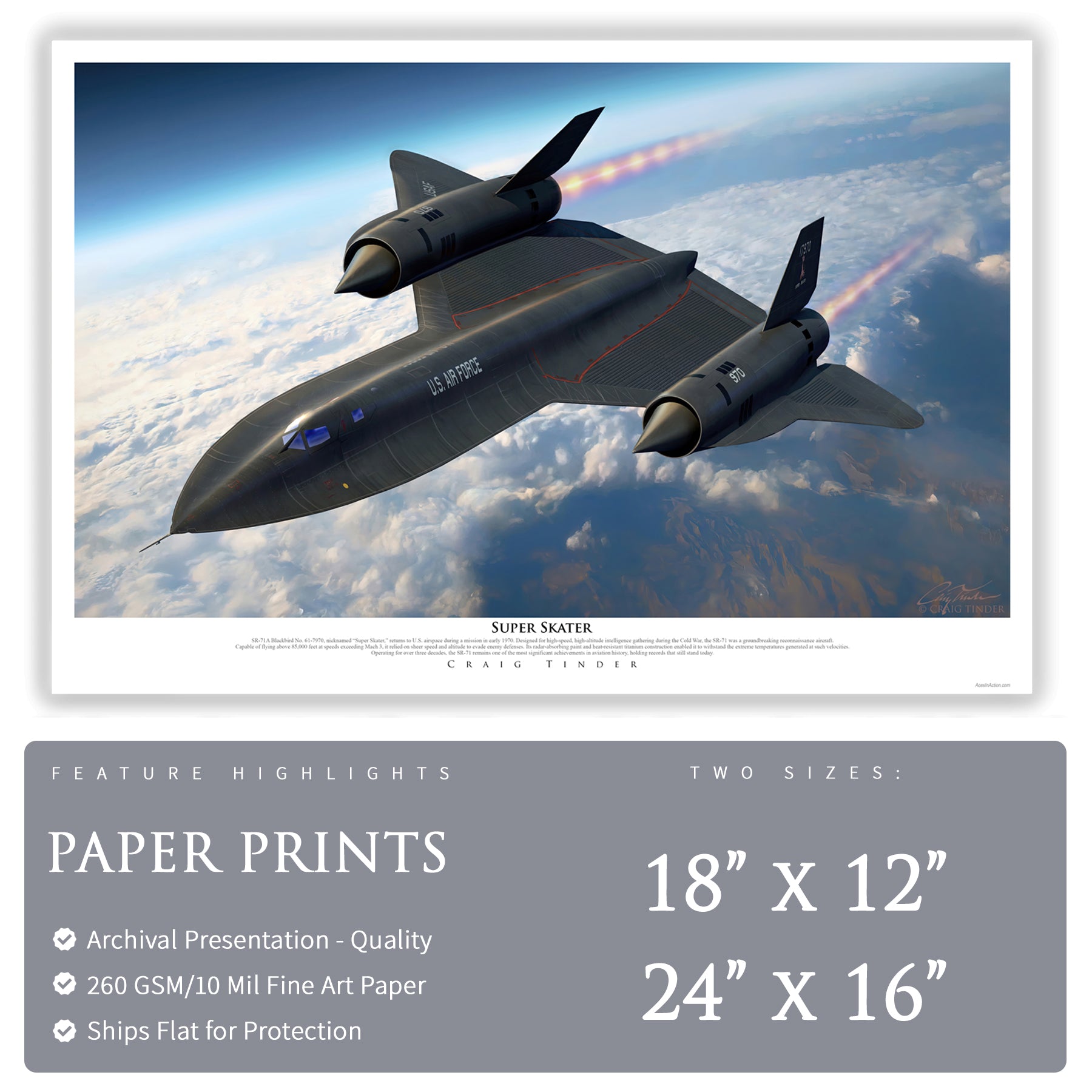 SR-71 Blackbird - Super Skater Canvas | INCLUDES: Titanium SR-71 Relic