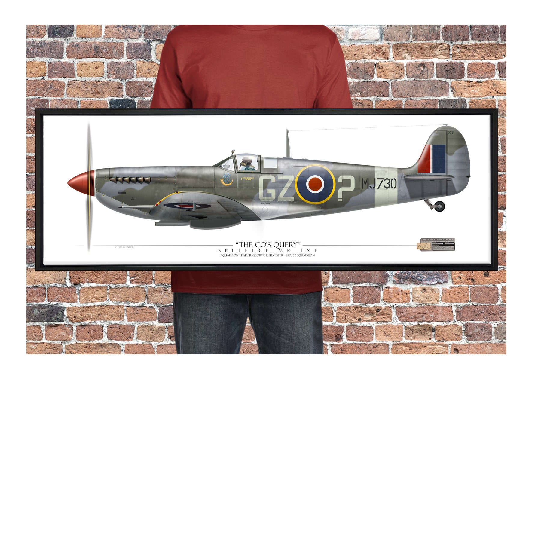Spitfire Mk IXe - The CO's Query - Framed Canvas | INCLUDES: Wood Propeller Relic