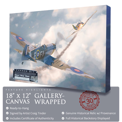 Spitfire - Cannon Hit Canvas | INCLUDES: Wing Panel Relic