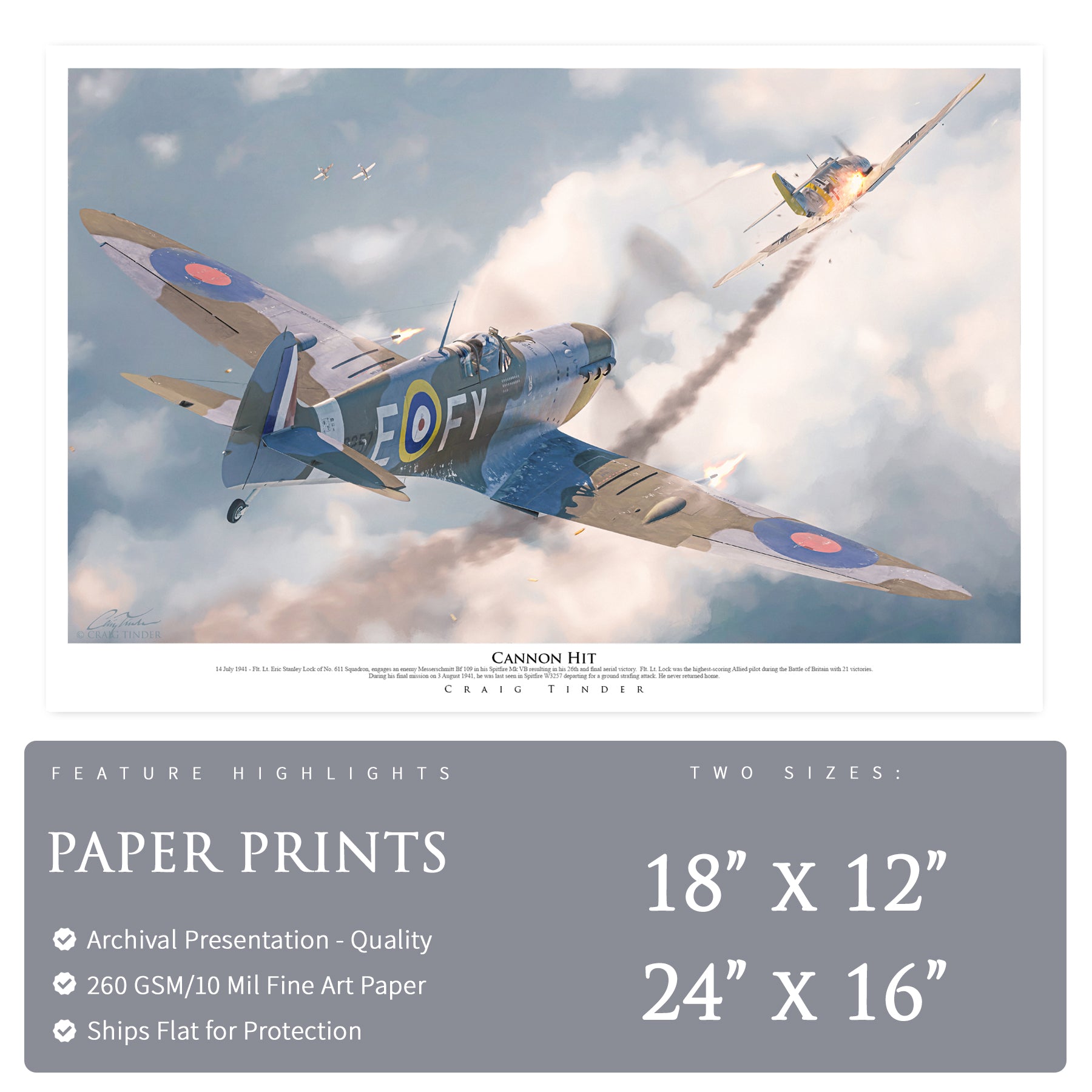 Spitfire - Cannon Hit Canvas | INCLUDES: Wing Panel Relic