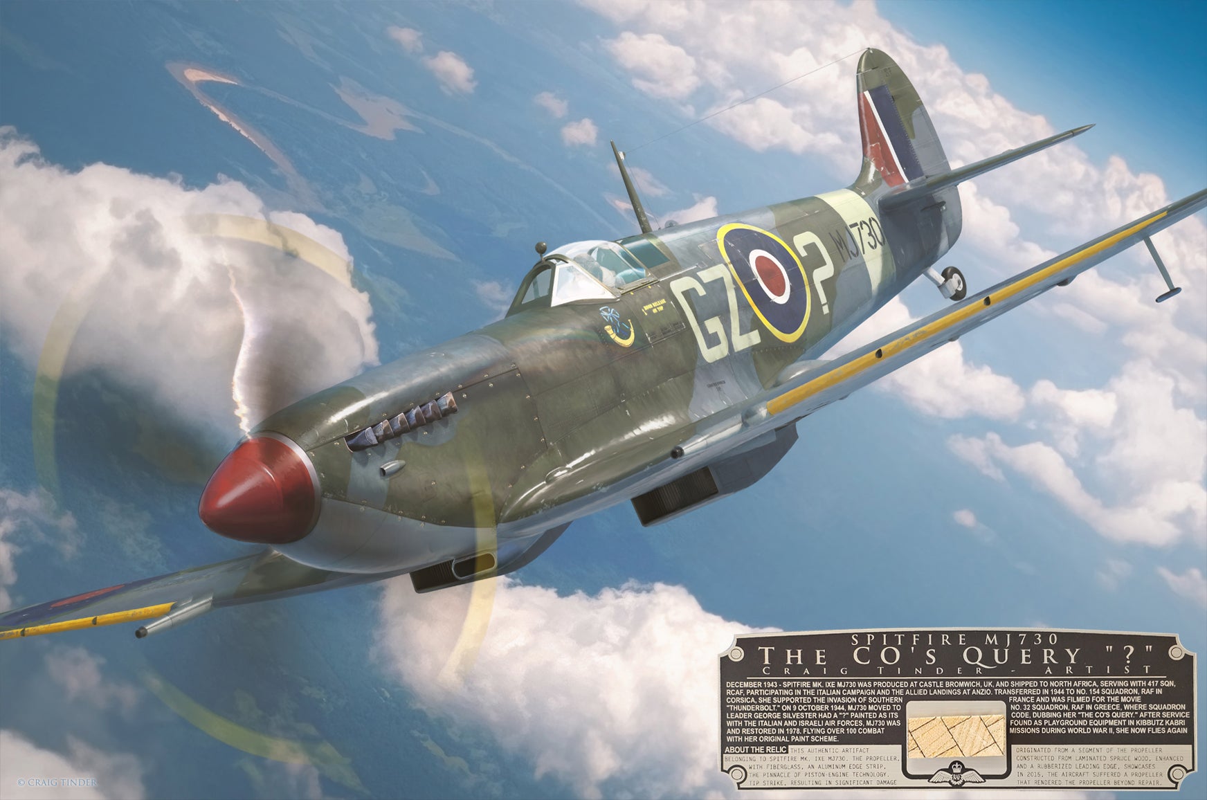 The CO's Query - Spitfire Mk IX Canvas with Spitfire Relic