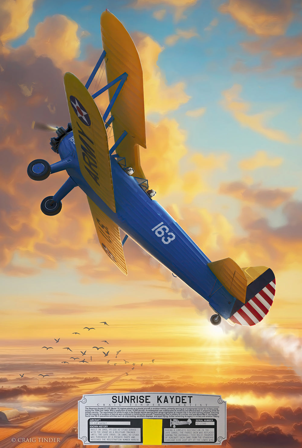 Sunrise Kaydet - Stearman Aircraft Canvas with Stearman Relic