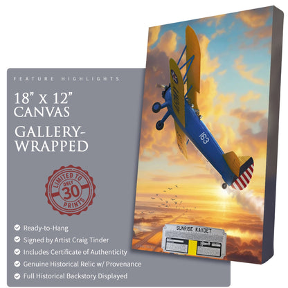 Stearman PT-13 - Sunrise Kaydet Canvas | INCLUDES: Aircraft Skin Fragment