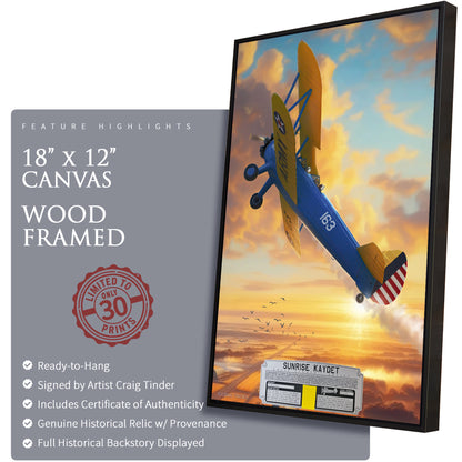 Stearman PT-13 - Sunrise Kaydet Canvas | INCLUDES: Aircraft Skin Fragment