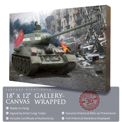 T-34 Soviet Tank - Konev's Approach to Berlin historical relic artwork by Craig Tinder