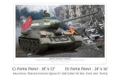 Konev's Approach to Berlin - T-34-85 Soviet Tank Canvas with T-34-85 Relic