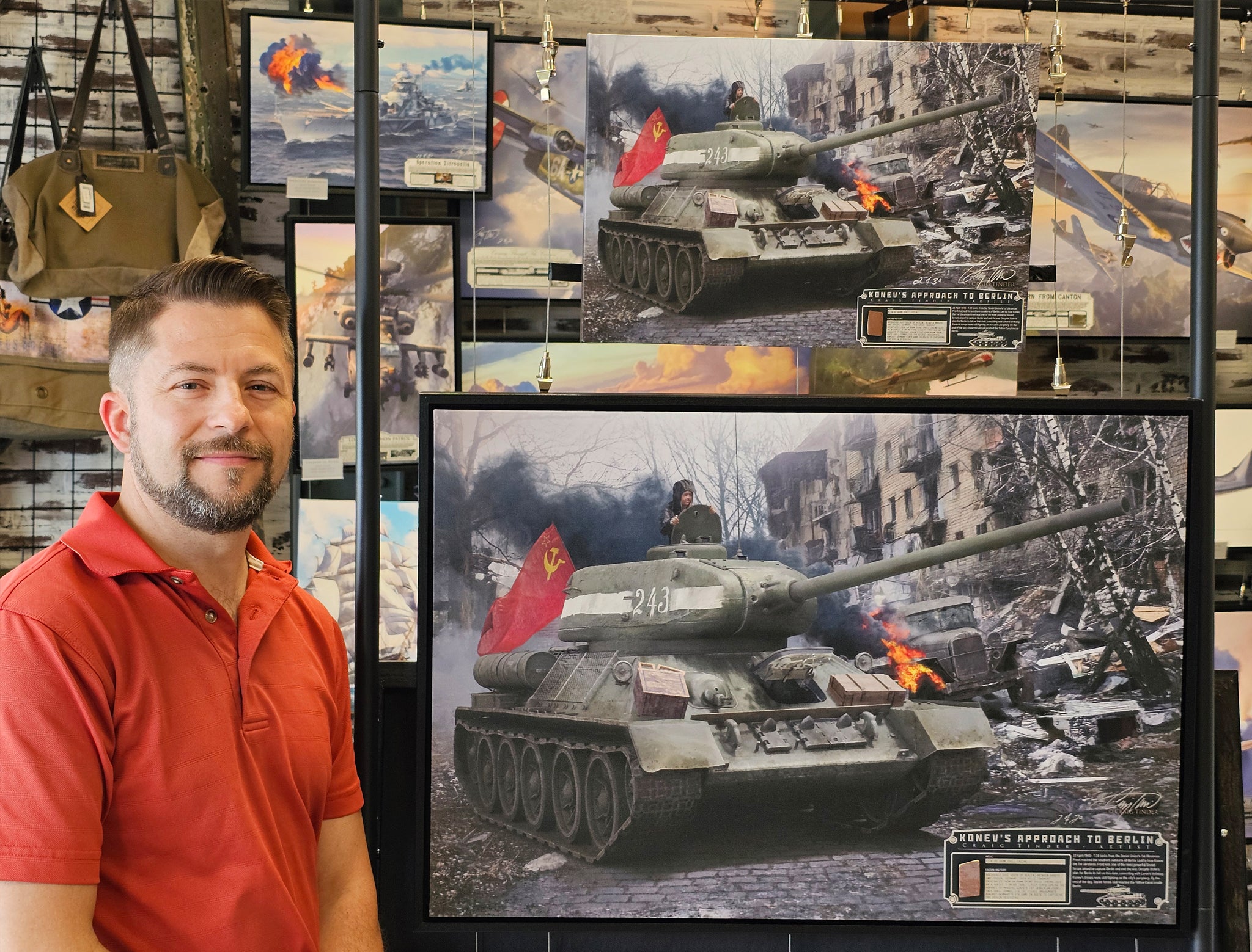 Konev's Approach to Berlin - T-34-85 Soviet Tank Canvas with T-34-85 Relic