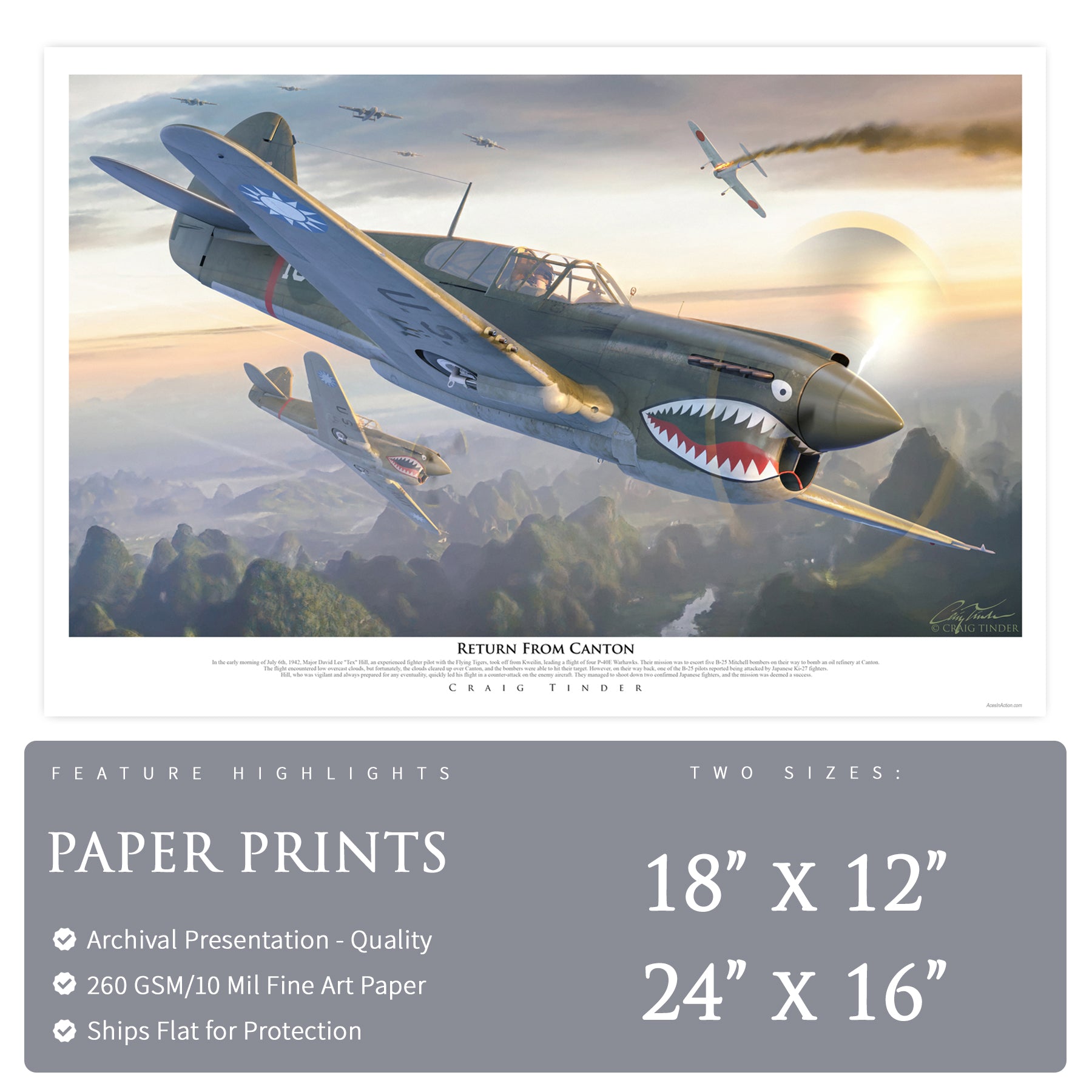 P-40 Warhawk - Return from Canton Canvas | INCLUDES: Skin Fragment