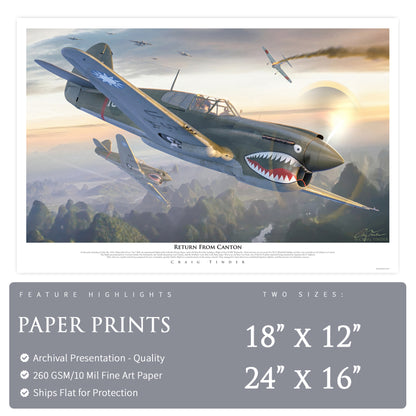 P-40 Warhawk - Return from Canton Canvas | INCLUDES: Skin Fragment