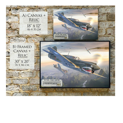 P-40 Warhawk - Return from Canton Canvas | INCLUDES: Skin Fragment
