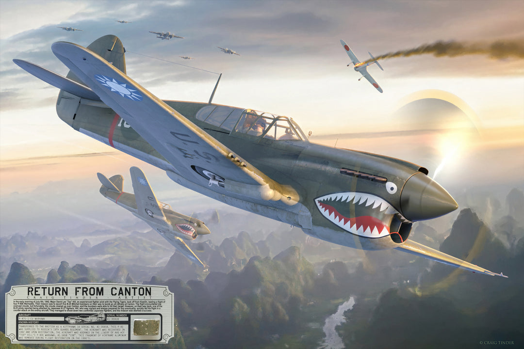 Return from Canton - P-40E Warhawk Canvas with P-40E Relic