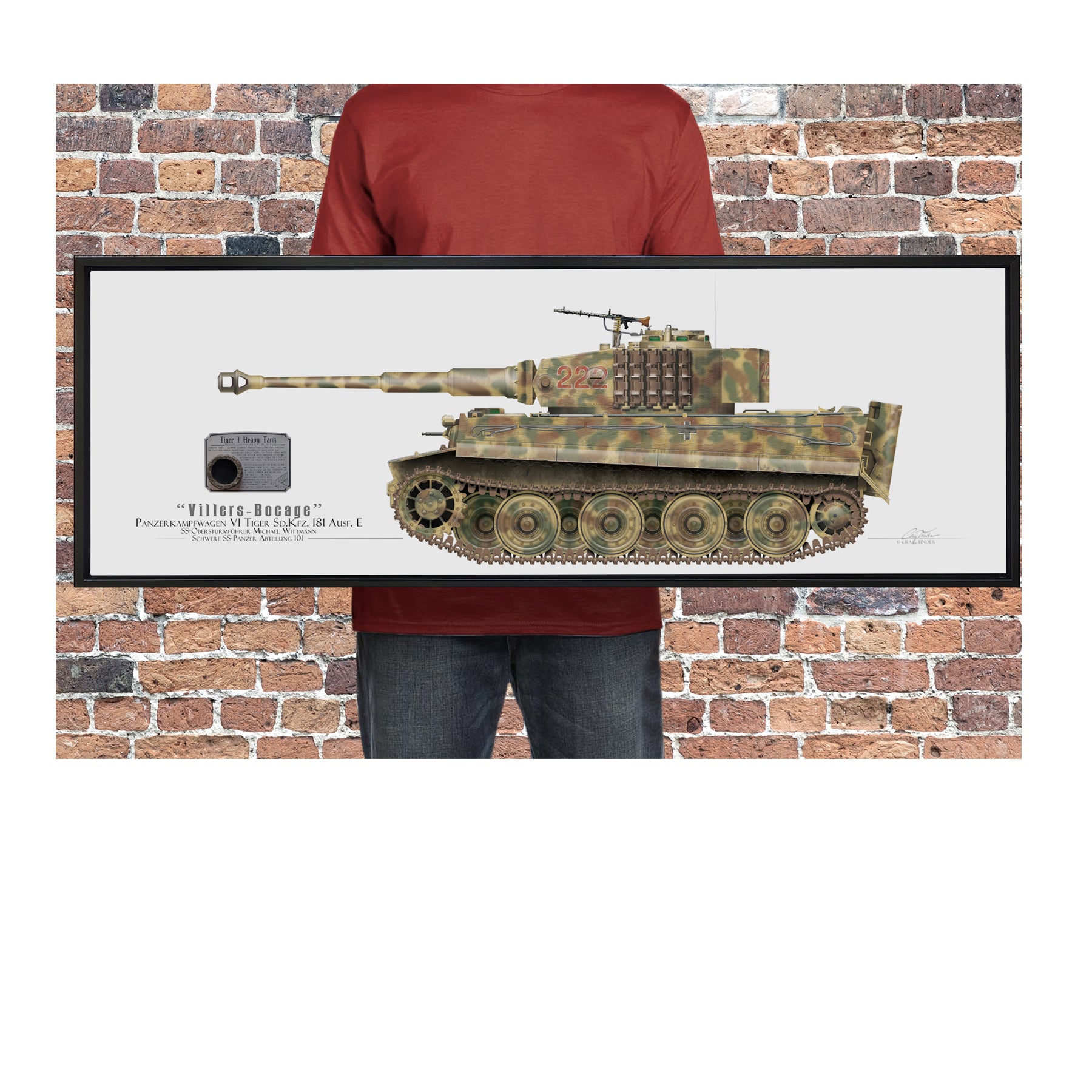 Tiger I Tank - Michael Wittmann Framed Canvas | INCLUDES: Track Link Pin Relic