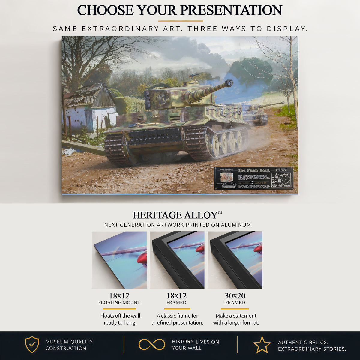 Tiger I Tank – The Push Back artwork and authentic relic presentation detail