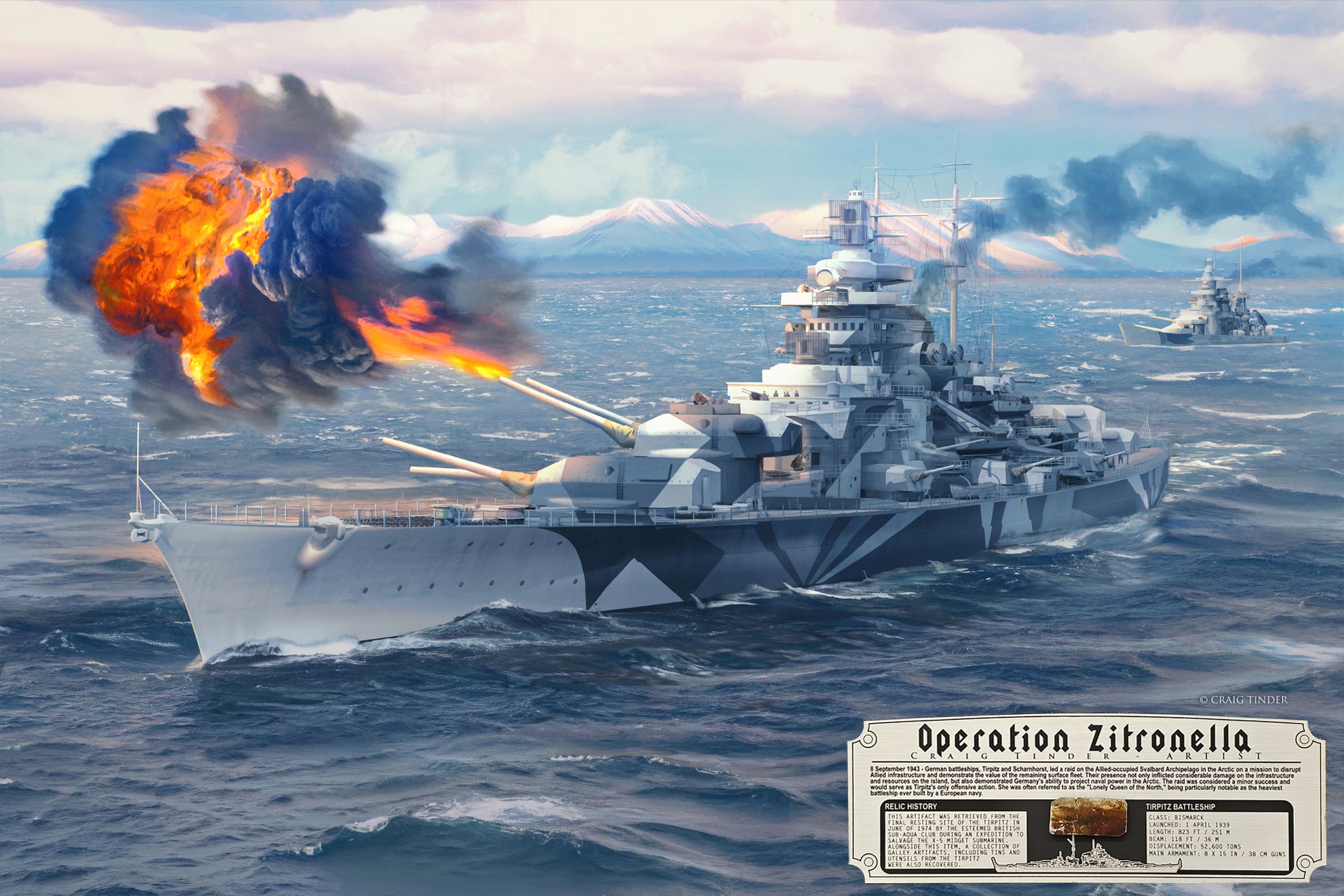 Operation Zitronella - German Battleship Tirpitz Canvas | INCLUDES: Duct Piece