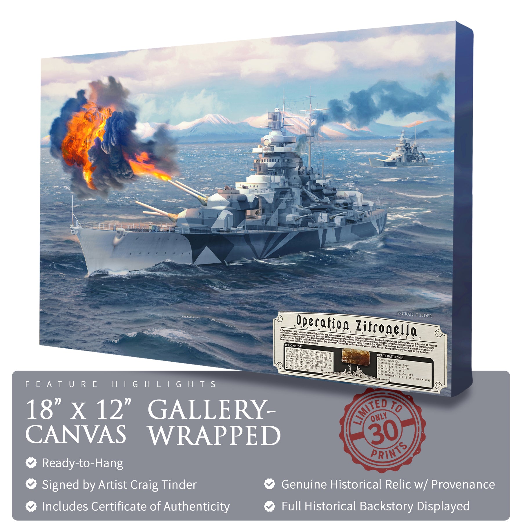 Tirpitz Battleship - Operation Zitronella Canvas | INCLUDES: Duct Piece