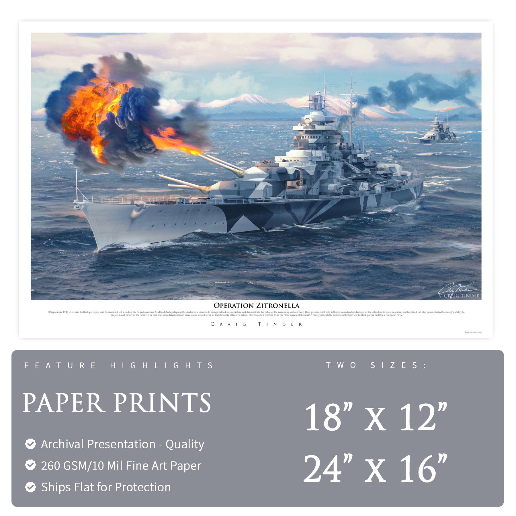 Tirpitz Battleship - Operation Zitronella Canvas | INCLUDES: Duct Piece