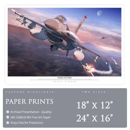 F-16 Viper - Triple Victory Canvas | INCLUDES: Panel Relic
