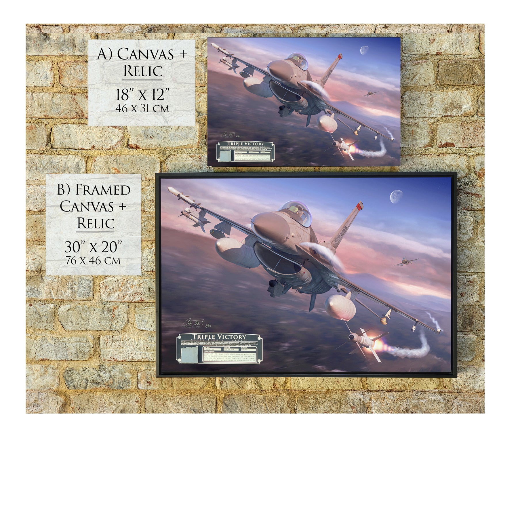 F-16 Viper - Triple Victory Canvas | INCLUDES: Panel Relic